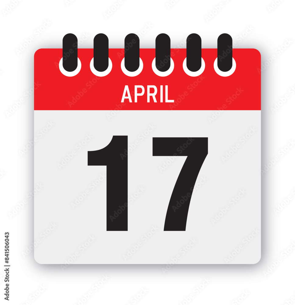 April 17 Calendar Reminder Icon: Daily Template Vector Illustration April 17 Calendar Reminder Icon: Daily Template Vector Illustration