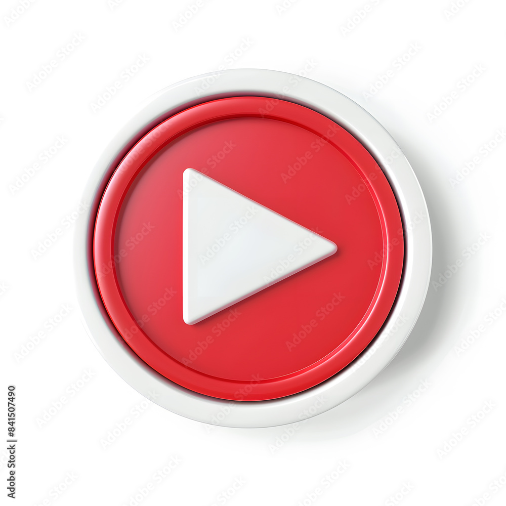 3D red play button top view isolated on white background 3D red play button top view isolated on white background