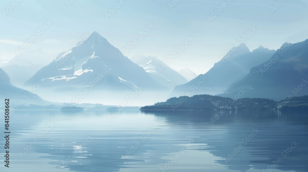 Tranquil scene of mountain peak reflecting in calm lake Tranquil scene of mountain peak reflecting in calm lake
