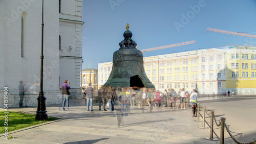 View of the Tsar-bell King Bell in Moscow Kremlin timelapse hyperlapse. Russia