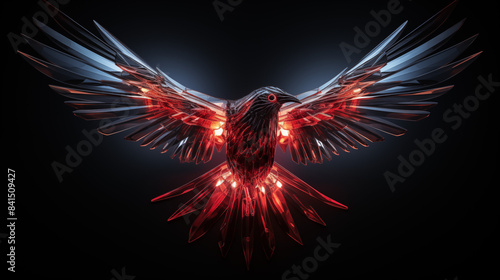 red polygon lightning led geometric bird