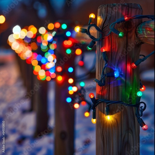 Wooden Post Adorned With String Lights