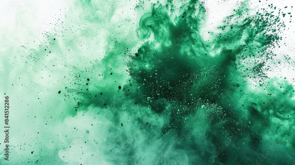 abstract powder splatted background,Freeze motion of green powder exploding/throwing green, Abstract emerald dust explosion on white background AI generated abstract powder splatted background,Freeze motion of green powder exploding/throwing green, Abstract emerald dust explosion on white background AI generated