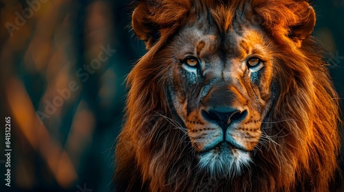 Majestic Lion s Captivating Face in the Savannah Landscape