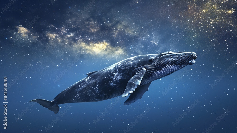 Fototapeta premium Whale swimming through starry space