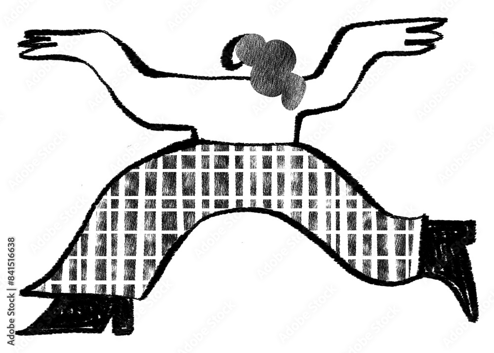 Fototapeta premium Woman dancing doodle png sticker, party graphic, transparent background