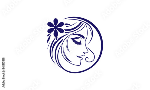 Vector Line of Woman Beauty Spa Logo