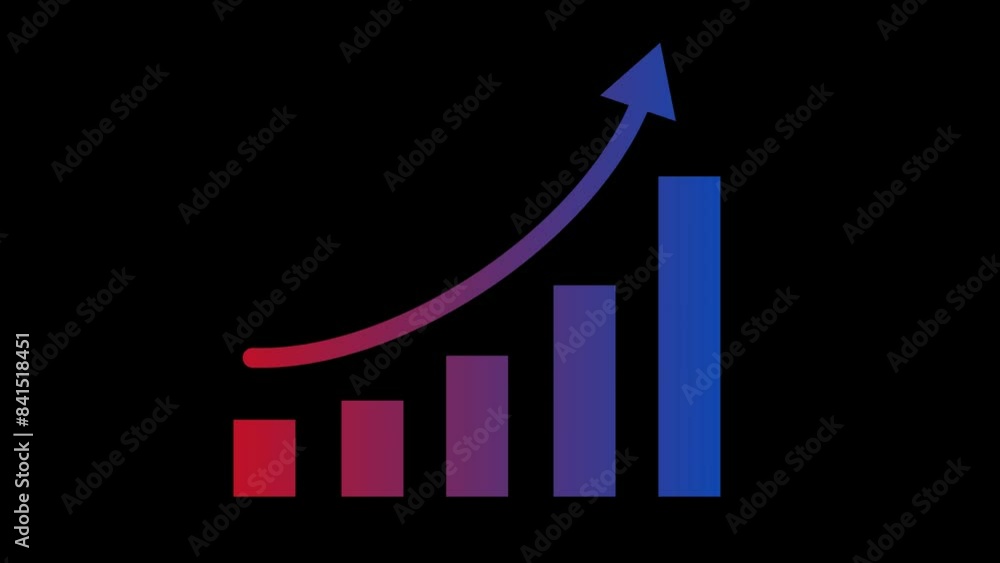 Blue red gradient simple graph bar animation black background Blue red gradient simple graph bar animation black background