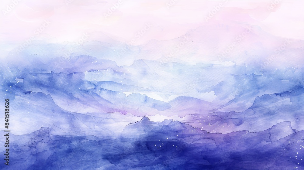 Fototapeta premium Abstract watercolor background with soft purple and blue hues, creating a dreamy and ethereal atmosphere. Perfect for various design projects.