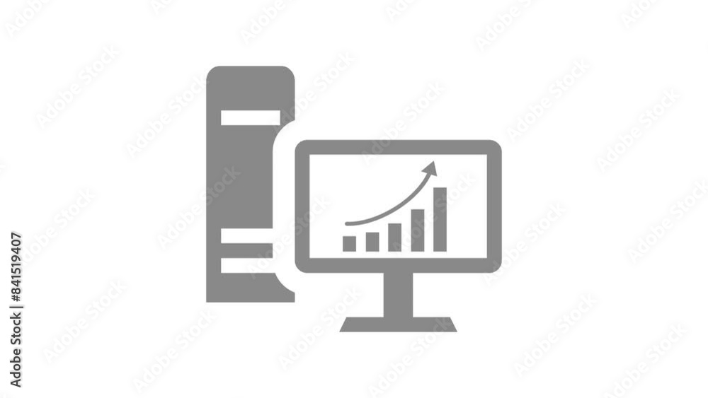 Computer monitor screen business graph bar animation gray color on white background Computer monitor screen business graph bar animation gray color on white background
