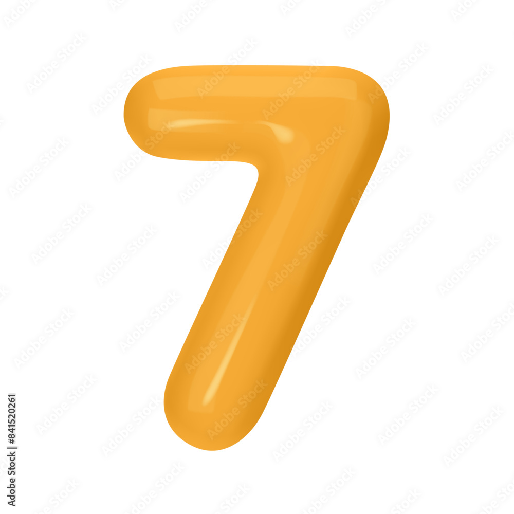 Numeral 7 - Orange Plastic Balloon Number seven Isolated on White Background. 3D Style Vector Illustration Numeral 7 - Orange Plastic Balloon Number seven Isolated on White Background. 3D Style Vector Illustration