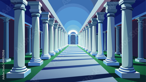 3d rendering white corridor pillars background render