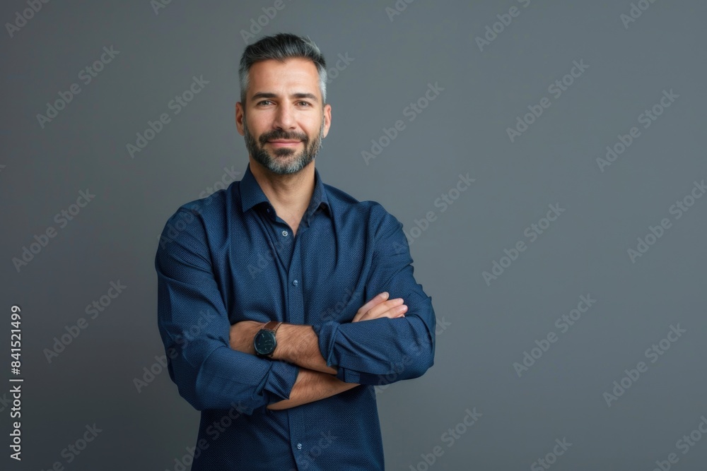 A portrait of a man wearing a beard and a blue shirt A portrait of a man wearing a beard and a blue shirt