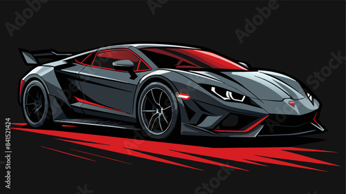 Black generic unbranded luxury sport car on a black background, banner