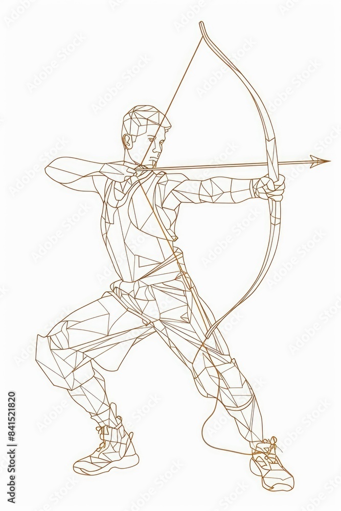 Fototapeta premium A hunter holding a bow and arrow, ready for action