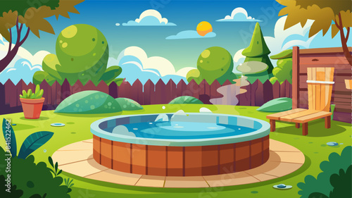 A bubbling hot tub in a backyard