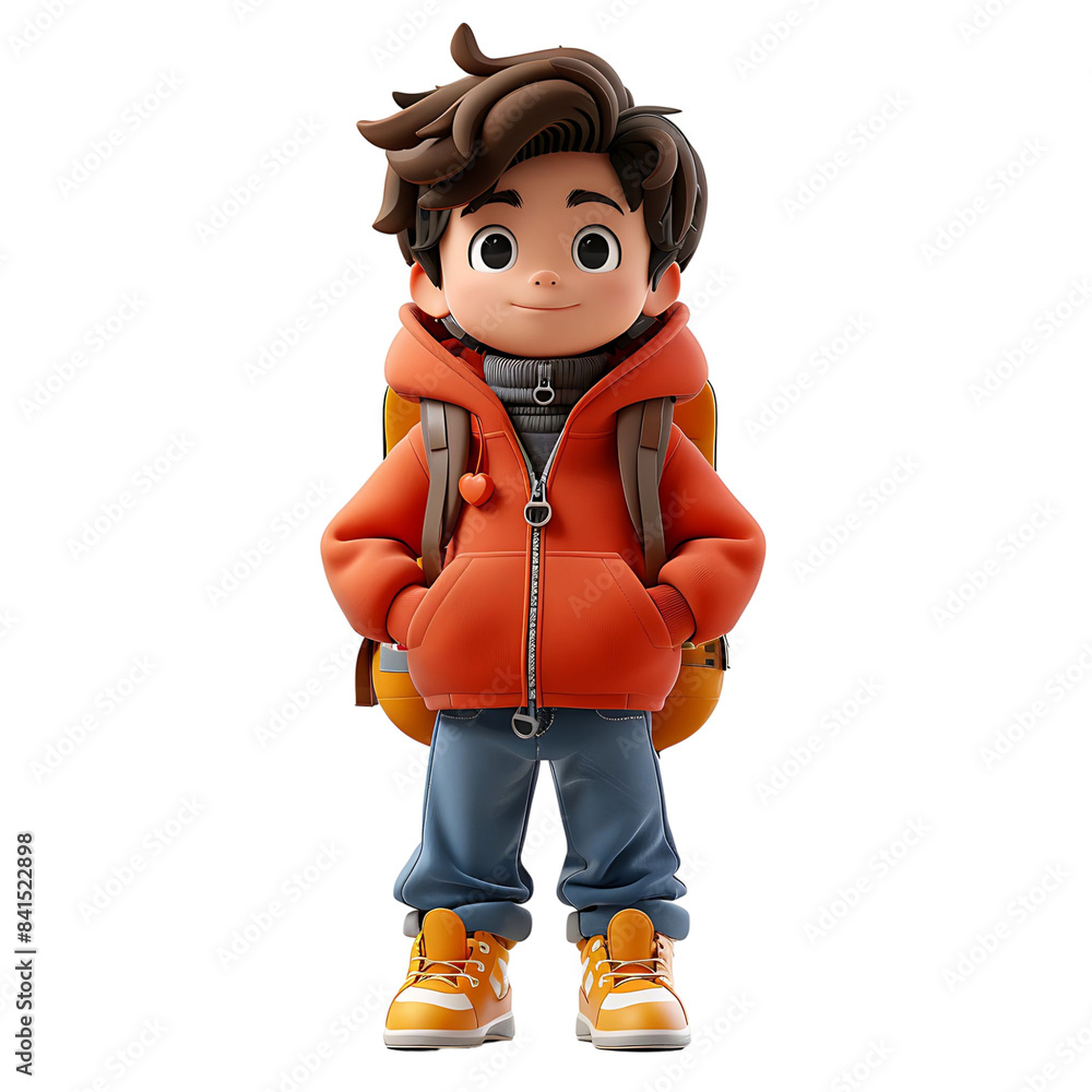 child with bag standing isolated on white background child with bag standing isolated on white background