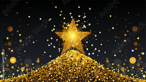 Black bokeh golden glitter, banner background for special day or month like the oscars, black friday, New Year, Decoration Day, or christmas