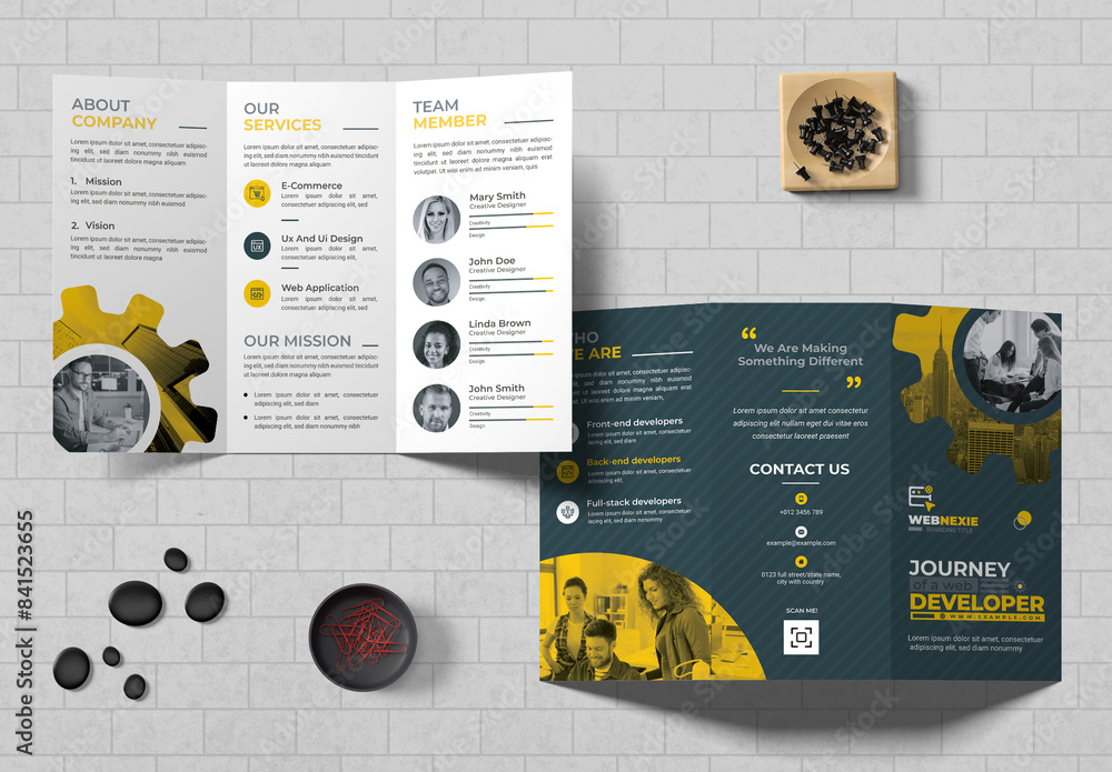 Trifocus Documents Trifold Brochure Layout Stock Template | Adobe Stock