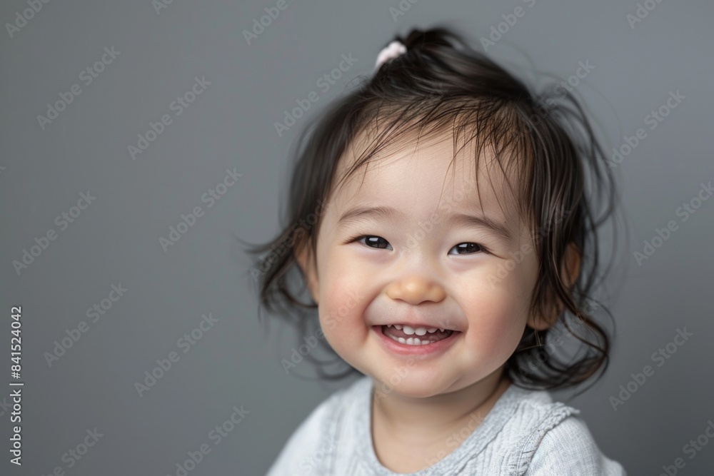 A young child playing with a toothbrush, smiling and having fun A young child playing with a toothbrush, smiling and having fun