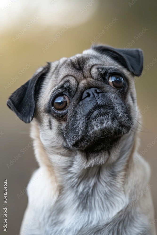 A pug dog with a sad facial expression, suitable for use in illustrations or photography about emotions, pets, or mental health A pug dog with a sad facial expression, suitable for use in illustrations or photography about emotions, pets, or mental health