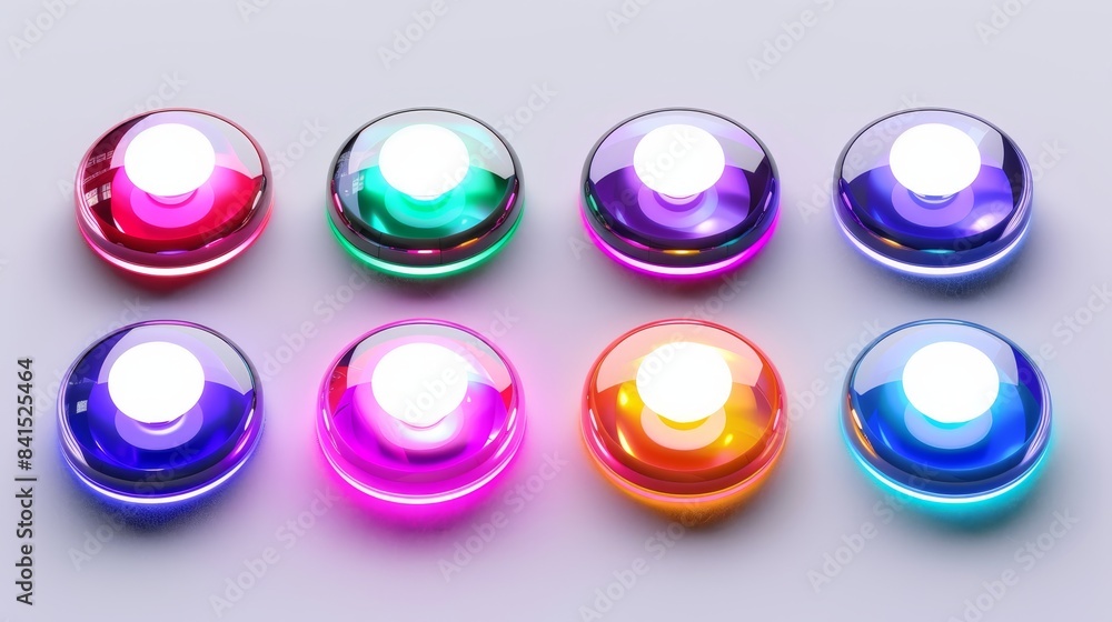 Illuminated buttons,A single object Isolated on solid white background Illuminated buttons,A single object Isolated on solid white background