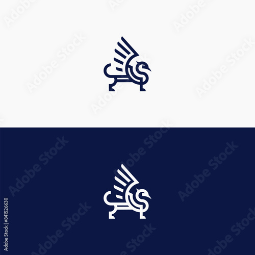 simple modern line griffin logo 