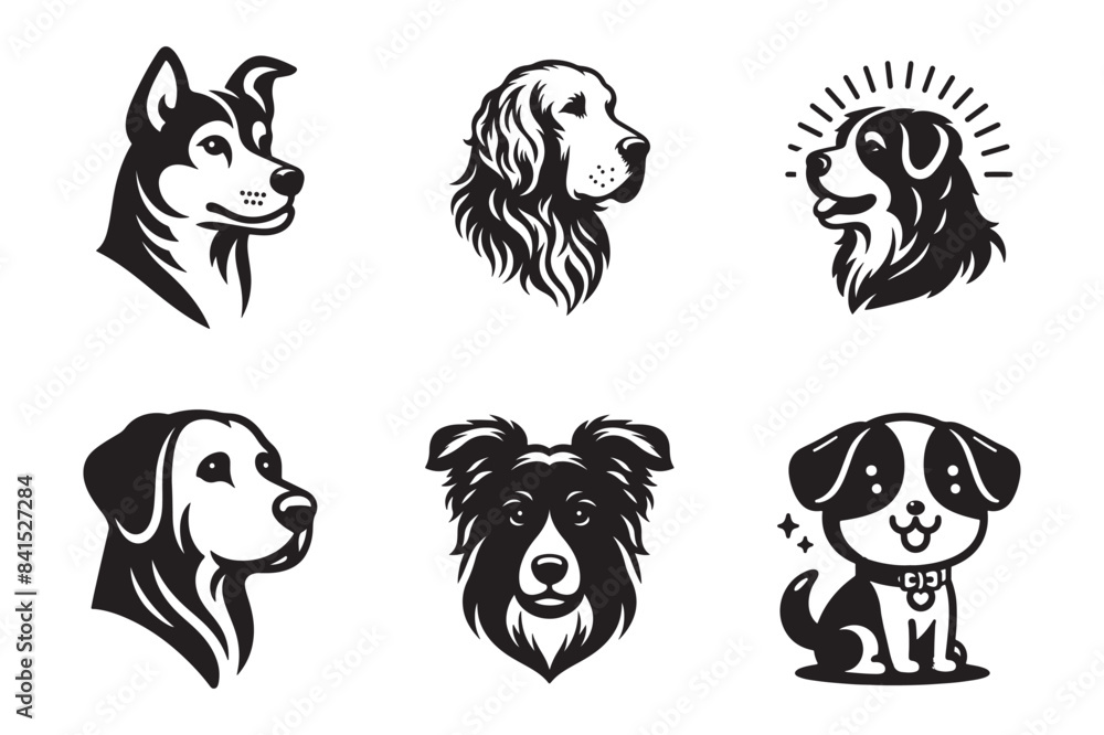A cute dog head silhouette vector art illustration. A cute dog head silhouette vector art illustration.