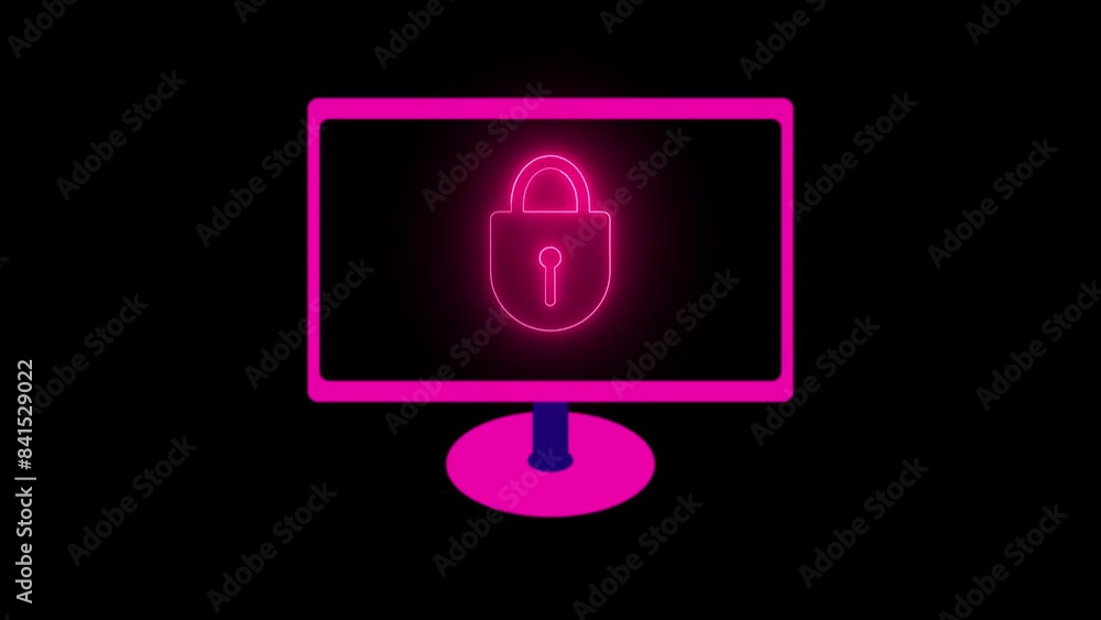 Lock, security, protection, private icon animation with laptop Lock, security, protection, private icon animation with laptop
