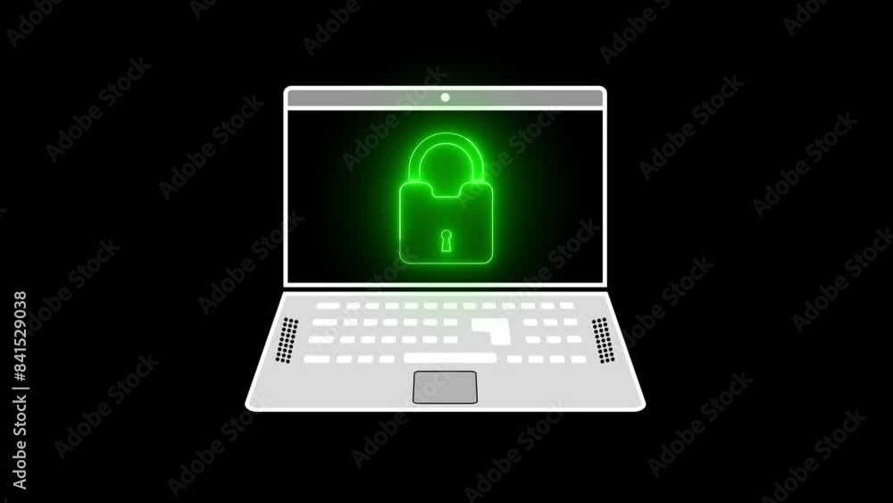 Lock, security, protection, private icon animation with laptop Lock, security, protection, private icon animation with laptop
