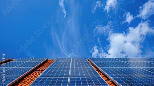 Solar panels installed on rooftops  illustrating renewable energy and conservation of fossil fuels