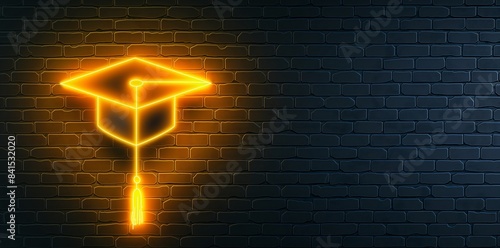 dark brick wall background of graduation concept with frame and empty space