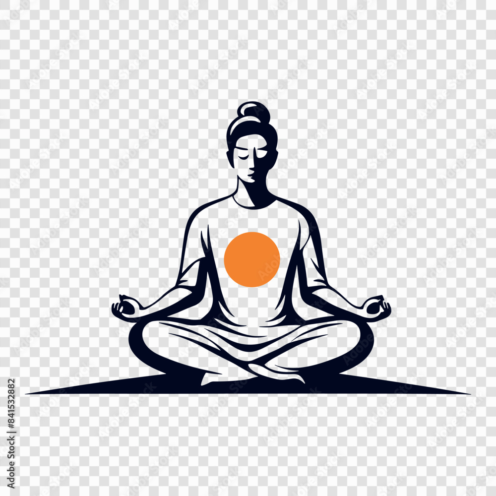 Meditative Yoga Pose Silhouette with Lotus and Chakra Symbols Meditative Yoga Pose Silhouette with Lotus and Chakra Symbols