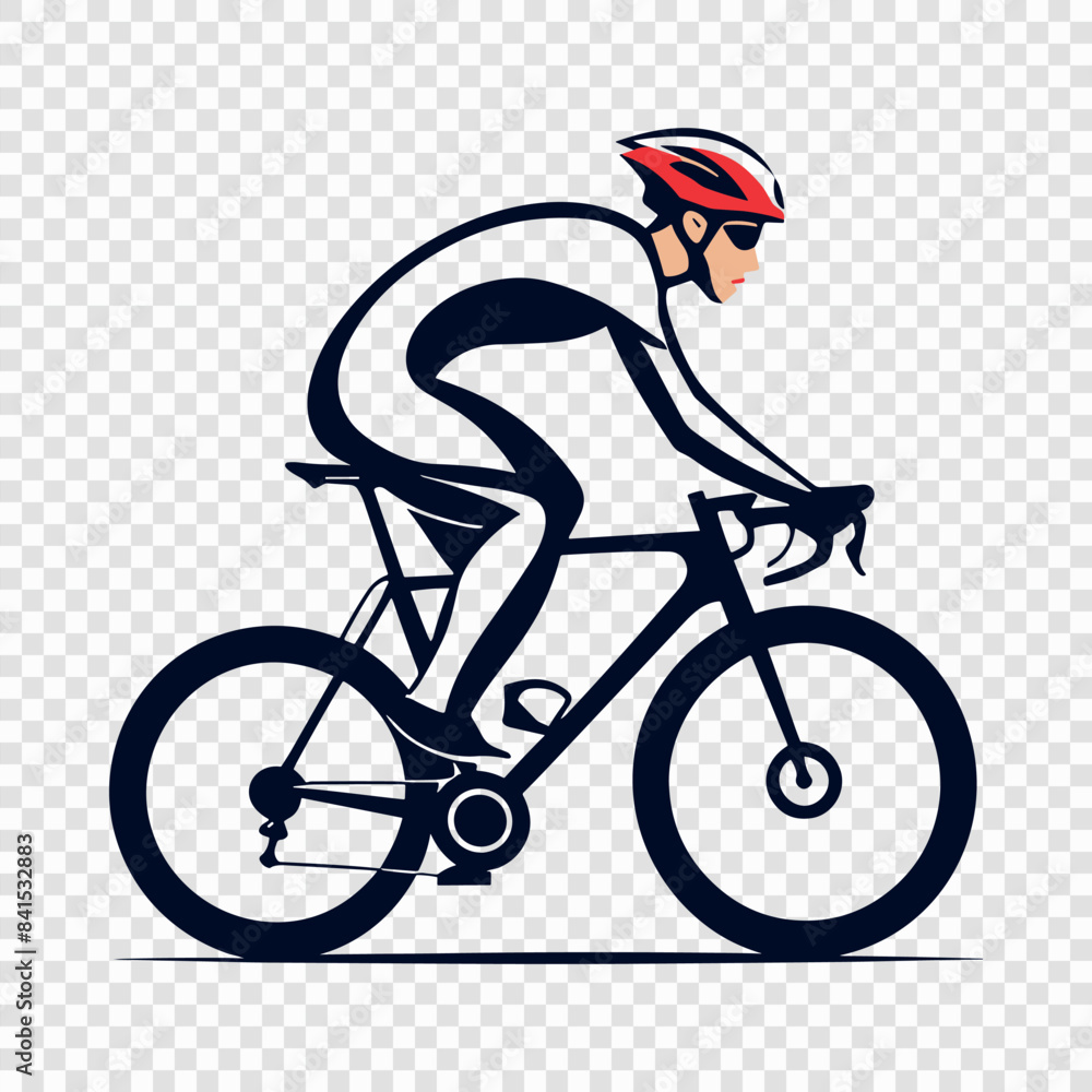 Obraz premium cyclist in motion on a transparent background