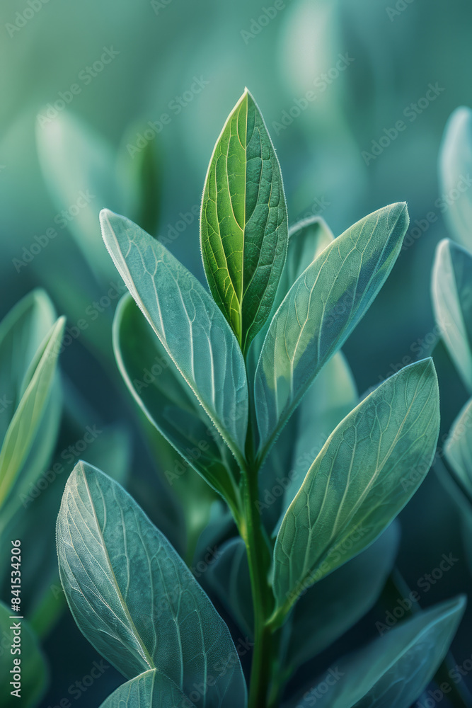 Obraz premium Gradient background transitioning from light green to soft blue, creating a soothing and balanced effect for layouts,
