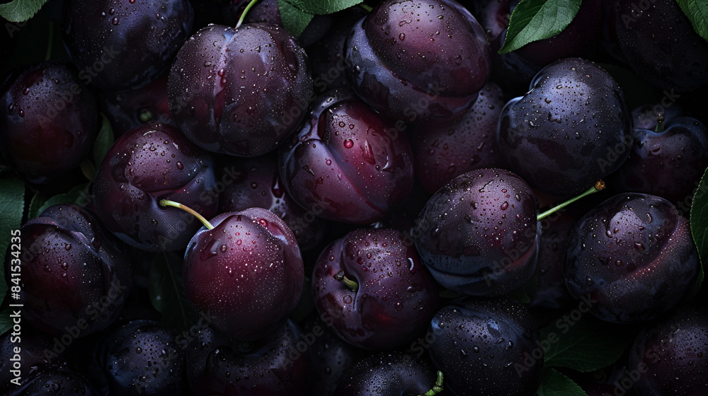 Fototapeta premium background of fresh, ripe and delicious plums