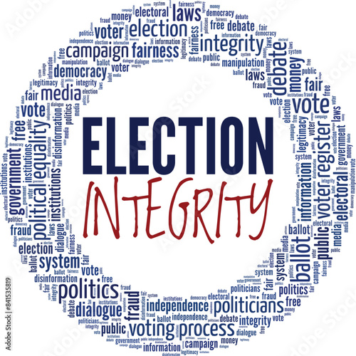 Election Integrity word cloud conceptual design isolated on white background.