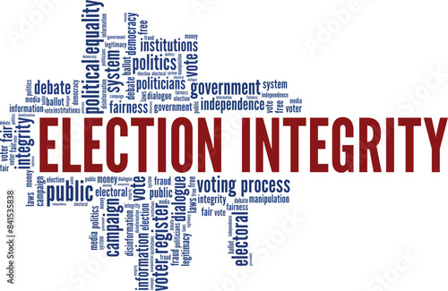 Election Integrity word cloud conceptual design isolated on white background.