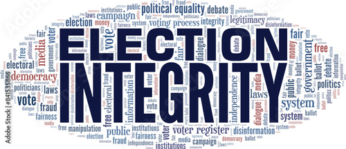 Election Integrity word cloud conceptual design isolated on white background.