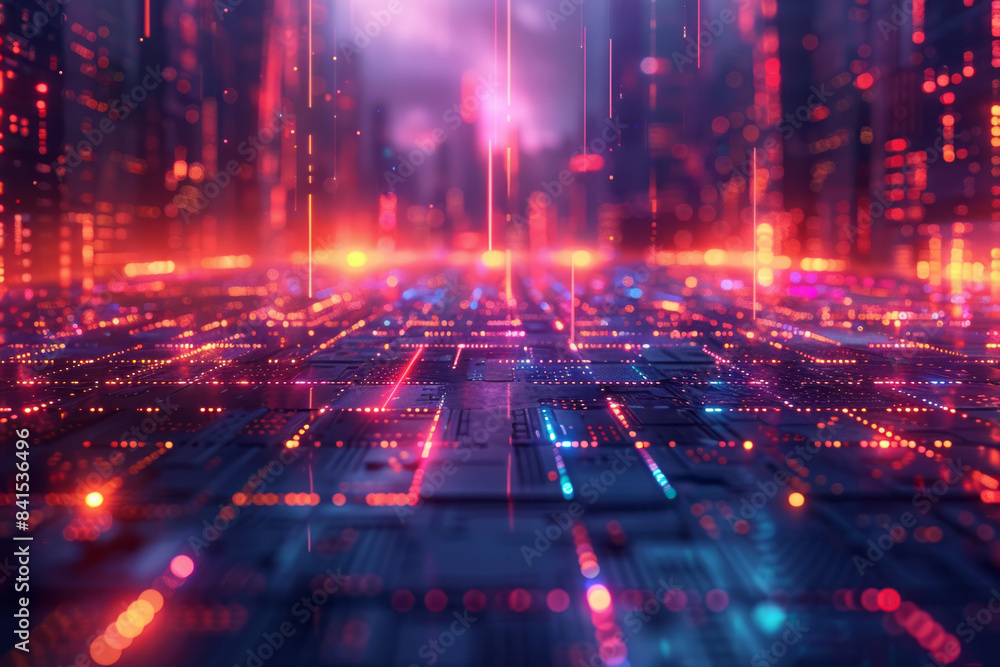 Abstract neon gridscape featuring a futuristic city with vibrant grid lines, Abstract neon gridscape featuring a futuristic city with vibrant grid lines,