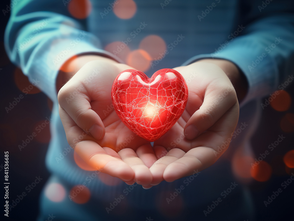 World health day adult hands holding red heart design World health day adult hands holding red heart design