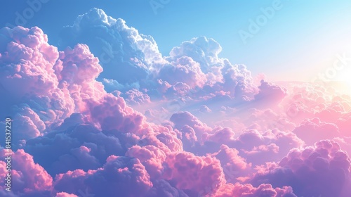 Dreamy Pastel Sky with Pink and Blue Clouds - Tranquil Background for Posters and Digital Art