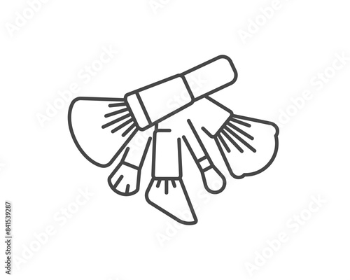 Makeup and cosmetics. Set vector graphic icons of beauty brushes for face, powder, blush, eyeshadow.