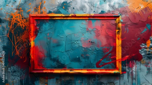 Bold Graffiti Inspired Frame Against Concrete Backdrop in Urban Edgy Concept © Thares2020