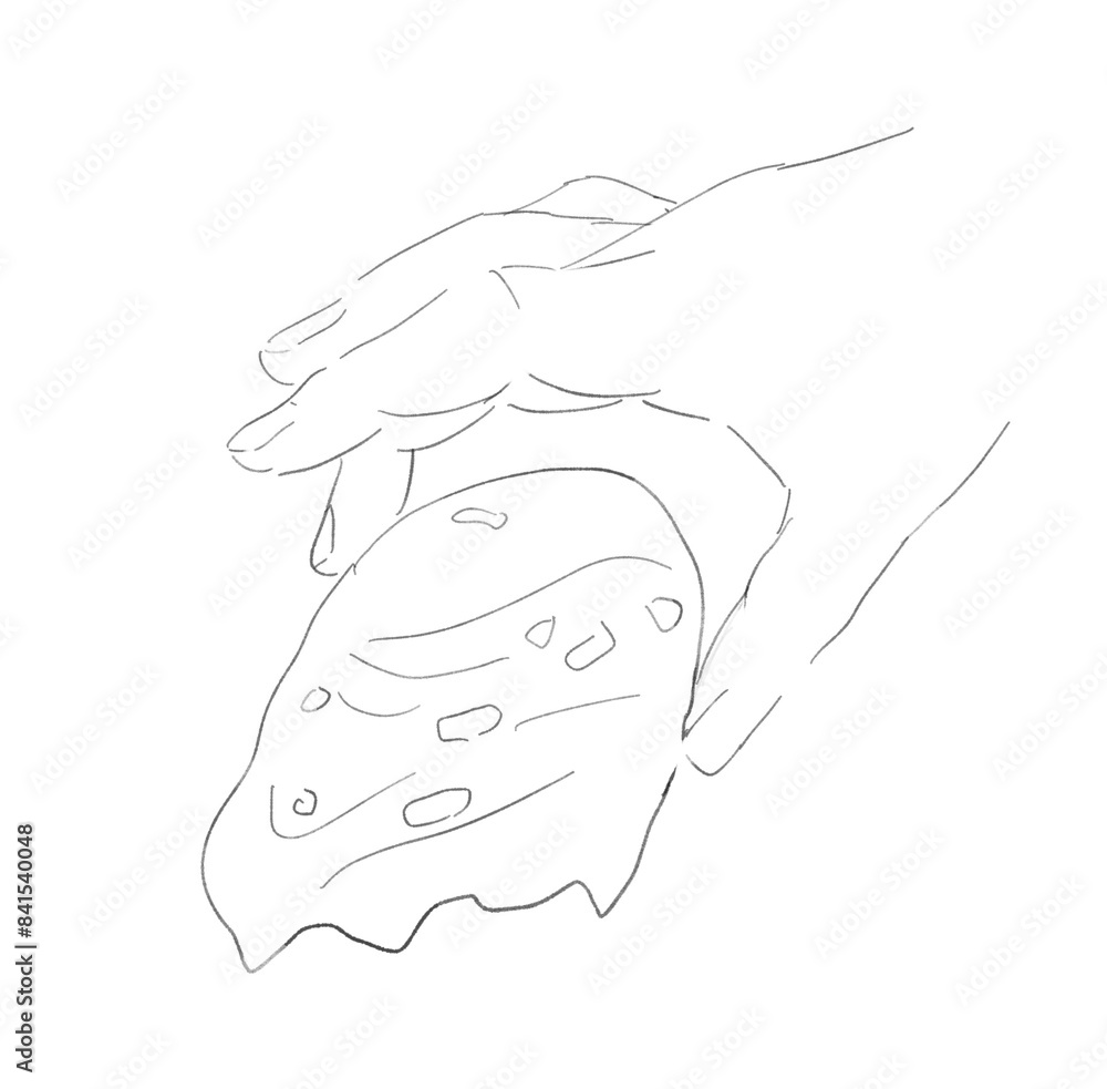パンをもつ手の線画イラスト パンをもつ手の線画イラスト