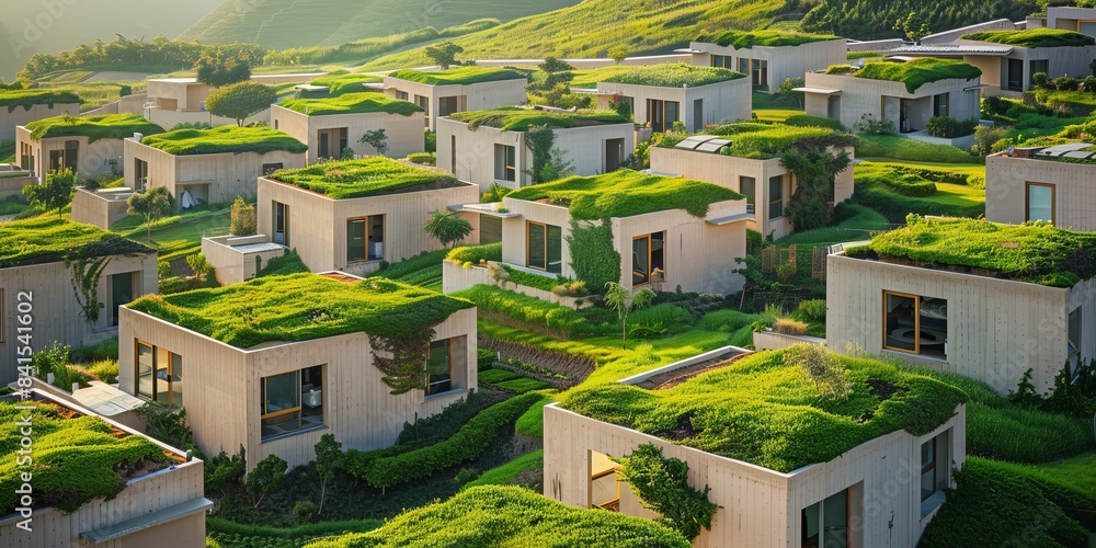 Fototapeta premium Rustic Village Scene from Above Generative AI