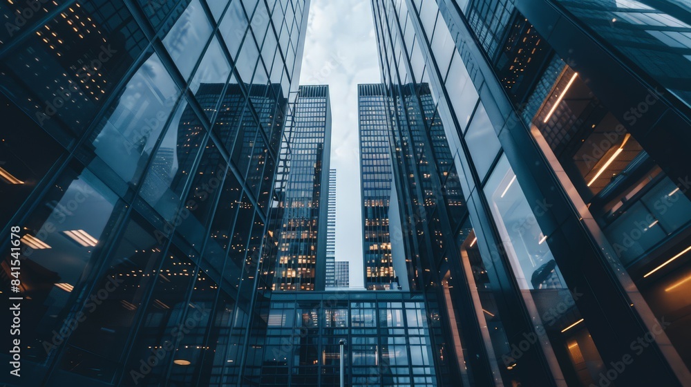 Create an image of a modern skyscraper with sleek glass windows reflecting the city skyline, showcasing contemporary architecture and urban development. Create an image of a modern skyscraper with sleek glass windows reflecting the city skyline, showcasing contemporary architecture and urban development.