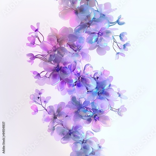 Vibrant Floral Bloom from DNA Formula on White Background Generative AI