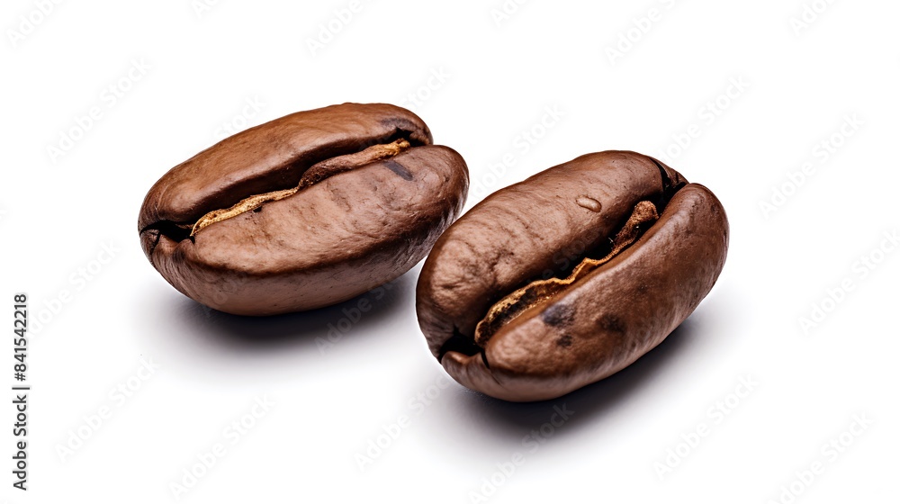 Two coffee beans on a white background Two coffee beans on a white background