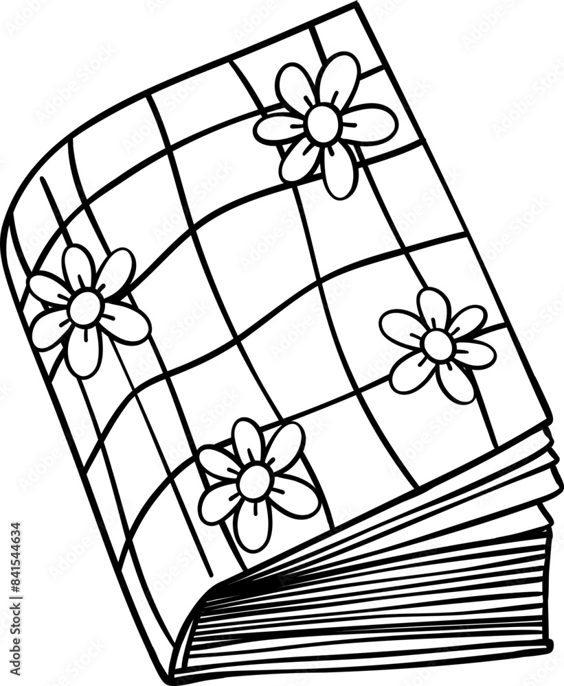 Retro groovy book doodle outline Retro groovy book doodle outline